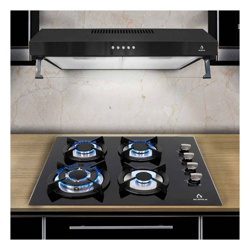 Combo Supra Forli Parrilla 4 Quemadores y Campana Negra 60 Cm