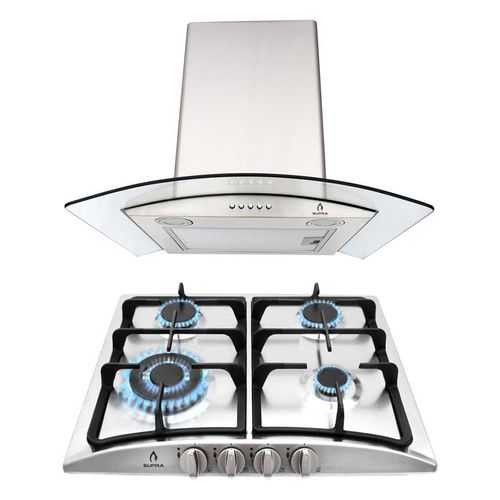 Combo Supra Tino Parrilla de 4 Quemadores y Campana de Acero Inoxidable.