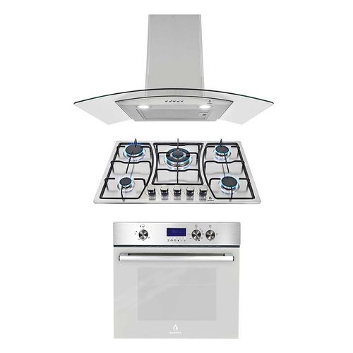 Tricombo Supra Zenit Parrilla 5 Quemadores, Campana de Pared 76 cm y Horno Empotrable