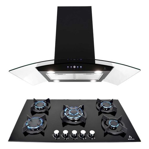 Combo Supra Lacio Parrilla y Campana 90 cm Negro