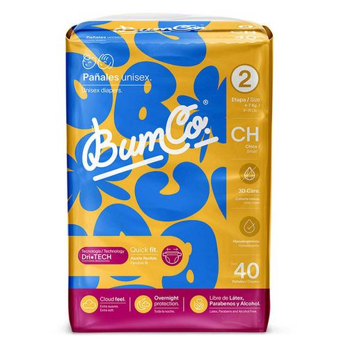 Pañales Bum Co. Etapa 2 Chico (4 a 7 kg) 40 Pañales