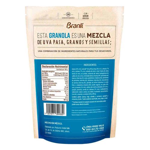 Granola Branli sin Azúcar Original 300g