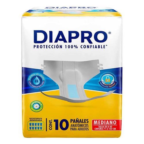Pañales para Incontinencia Diapro Anatómicos Talla Mediano 10 Pañales