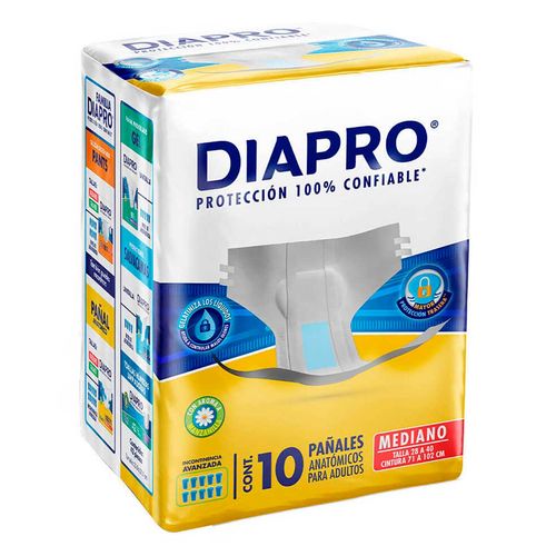 Pañales para Incontinencia Diapro Anatómicos Talla Mediano 10 Pañales