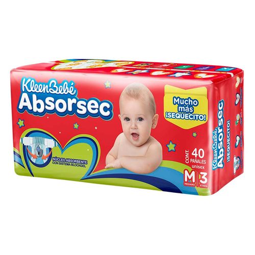 Pañales KleenBebé Absorsec Etapa 3 Talla Mediana 40 Pañales