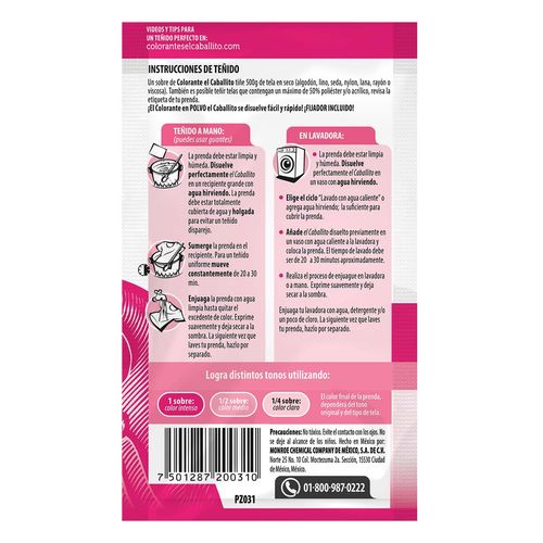 Colorante para Ropa El Caballito Rosa