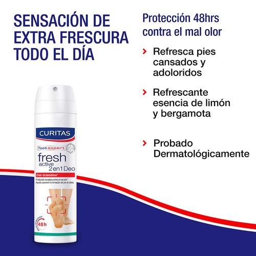 Desodorante para Pies en Aerosol Curitas Fresh Active 150ml