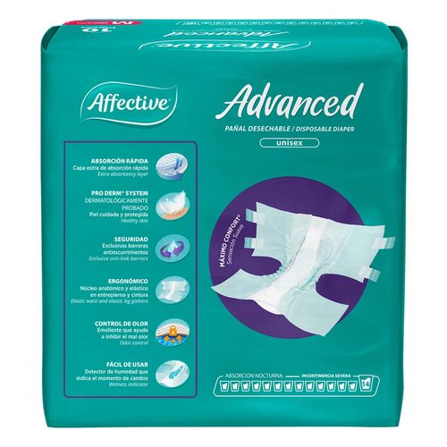 Pañales para Incontinencia Affective Advanced Unisex Talla Mediana 10 Pañales