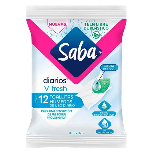 Toallitas Húmedas Saba V-Fresh 12 Piezas