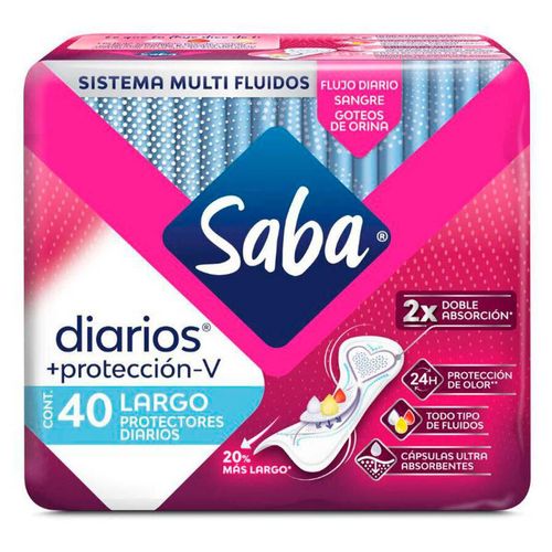 Protectores Saba Diarios + protección-V Largos  40 Piezas