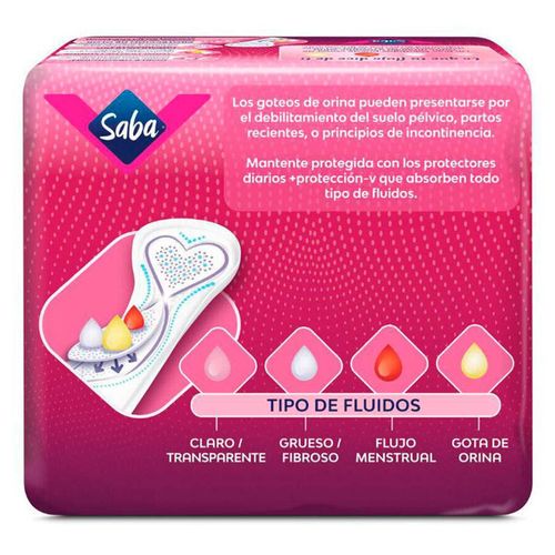 Protectores Saba Diarios + protección-V Largos  40 Piezas