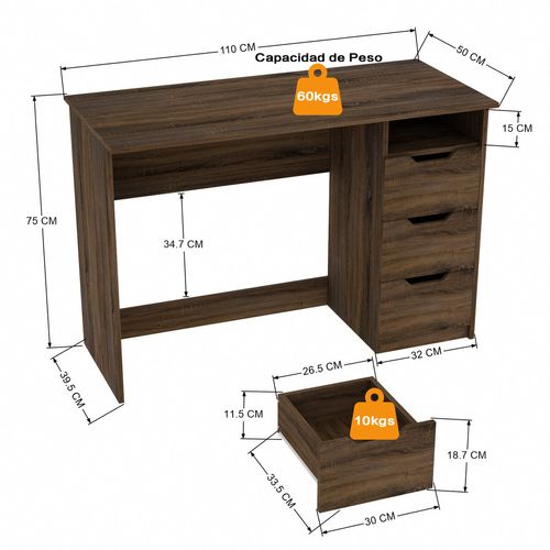 Escritorio FurnitureR Nogal Baal