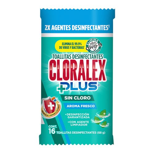 Toallitas Desinfectantes Cloralex Plus Sin Cloro Fresco Aroma 16 Toallitas