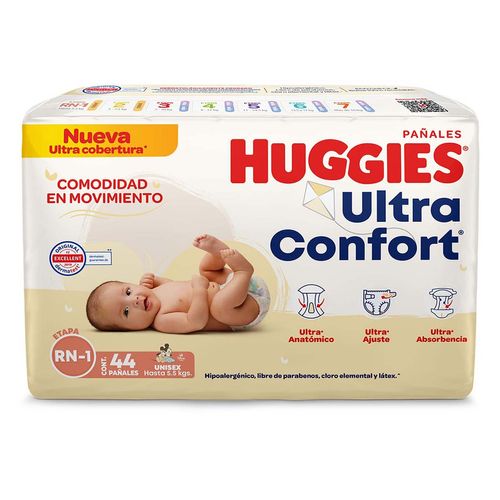 Pañales Huggies UltraConfort recién nacido etapa 1 unisex 40 pañales
