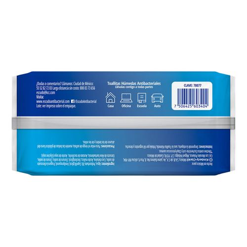 Escudo Antibacterial Toallitas Húmedas Antibacteriales 50 Piezas