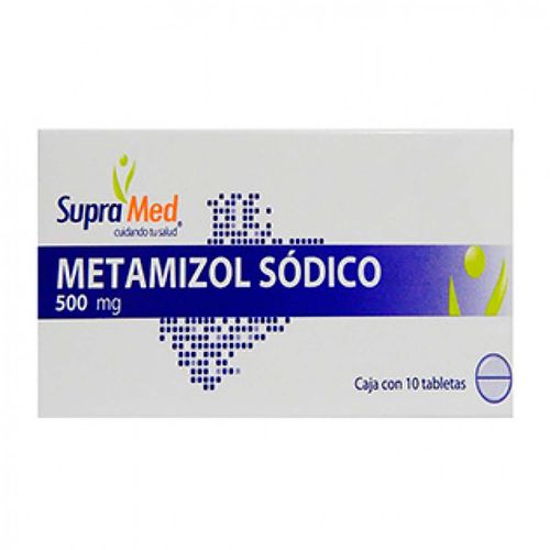 Tabletas SupraMed Metamizol Sódico 500mg Caja con 10 Tabletas