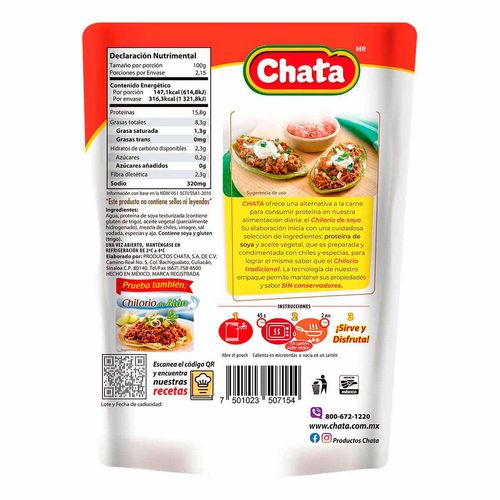 Chilorio Chata de Soya Pouch 215g