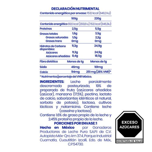 Yoghurt Alpura Bebible Manzana 220g