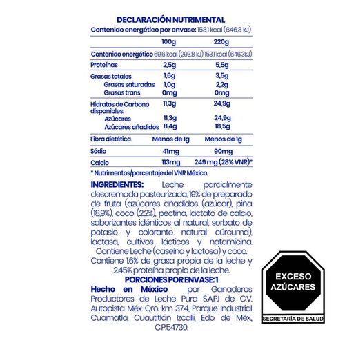 Yoghurt Alpura Bebible Piña-Coco 220g