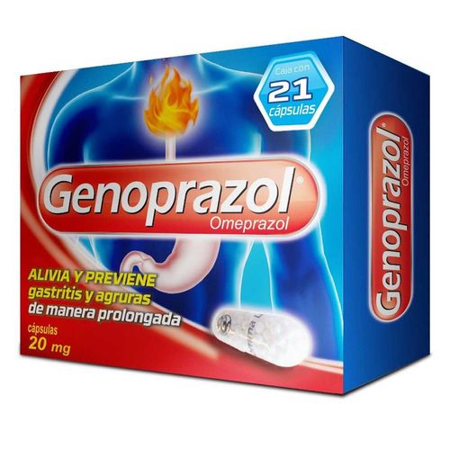 Cápsulas Genoprazol Alivio para la Gastritis Caja con 21 Cápsulas