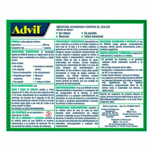 Capsulas Advil Analgésico Fastgel 200mg