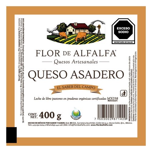 Queso Flor De Alfalfa Asadero 400g