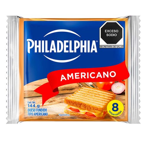 Queso Philadelphia tipo americano rebanado 144 gr