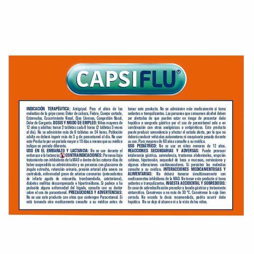 Tabletas Capsiflu Gripe Caja con 12 Tabletas