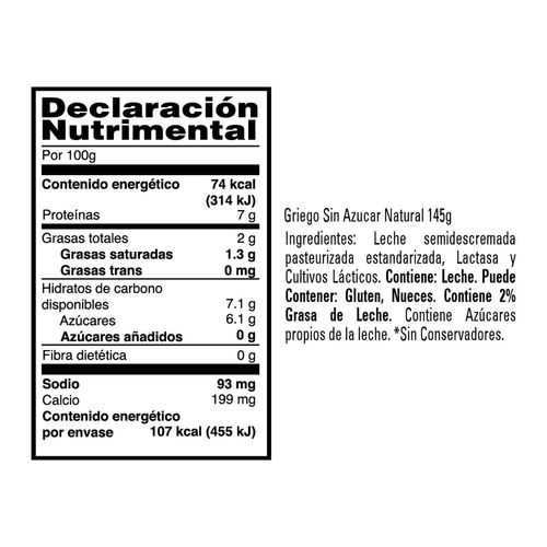 Yoghurt Yoplait batido griego sin azúcar natural 145g