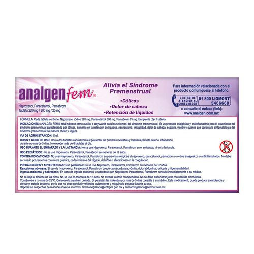 Tabletas Analgen Fem Caja con 12 Tabletas