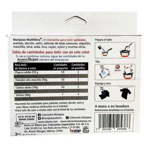 Colorante Mariposa Multifibra Negro 101