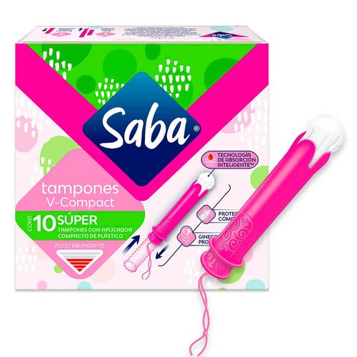 Tampones Saba Super Con Aplicador Compacto 10 Tampones