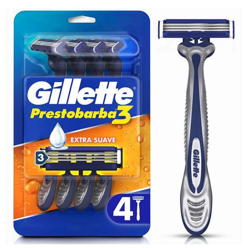 Rastrillo Gillette Prestobarba3 con 3 Hojas 4 Unidades