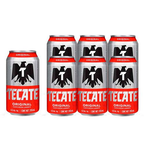 Cerveza Clara Tecate Original 6 Pack Lata 355 ml