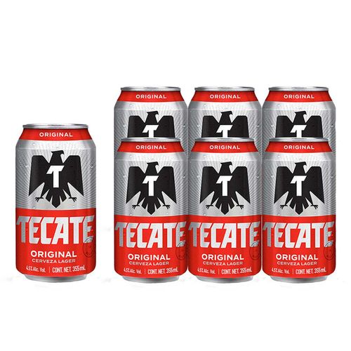 Cerveza Clara Tecate Original 6 Pack Lata 355 ml