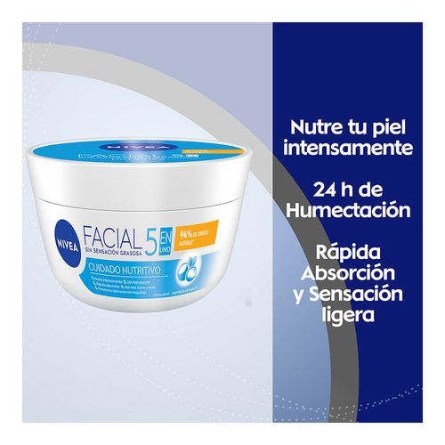 Crema Facial Hidratante NIVEA 5 En 1 Cuidado Nutritivo 200ml