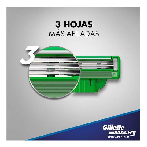 Rastrillo Mach3 Sensitive AquaGrip con 2 Repuestos