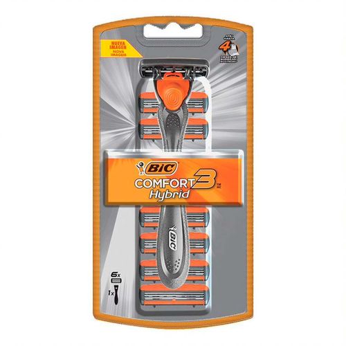 Rastrillo Bic Comfort 3 Hybrid Cartuchos Intercambiables 6 Piezas + 1 Mango