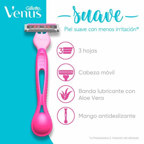Venus Suave Rastrillo Desechable con Aloe Vera 2 Unidades