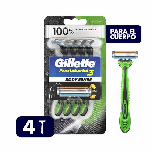 Rastrillos Desechables Gillette Prestobarba3 Body 4 Unidades