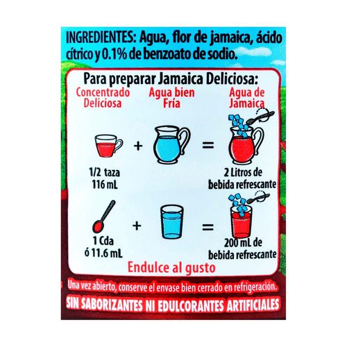 Concentrado Deliciosa de Jamaica sin Azúcar 700ml