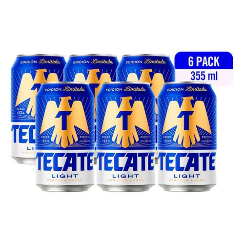 Cerveza clara Tecate Light 6 pack lata 355ml