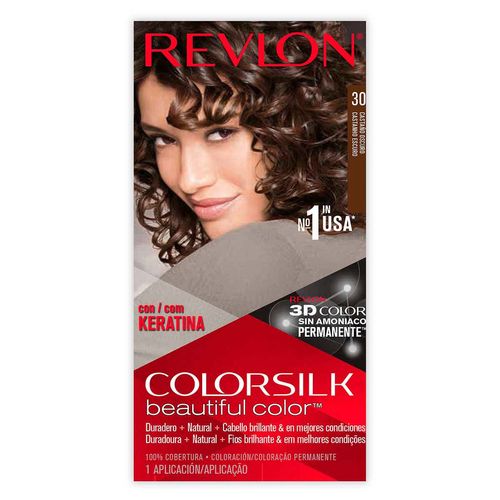 Tinte para cabello Colorsilk con Queratina tono 30 Castaño Oscuro 59.1 ml