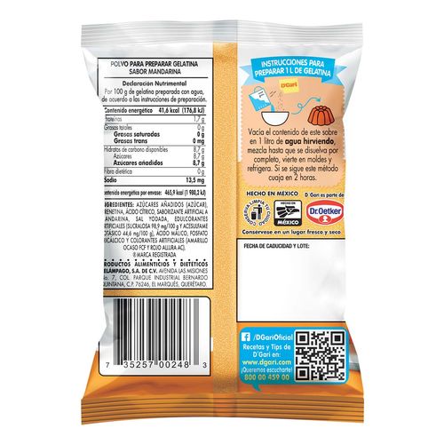 Gelatina D'Gari Mandarina 120g