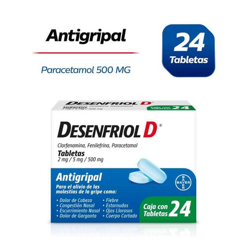 Desenfriol D Antigipal Paracetamol Caja 24 Tabletas 500mg