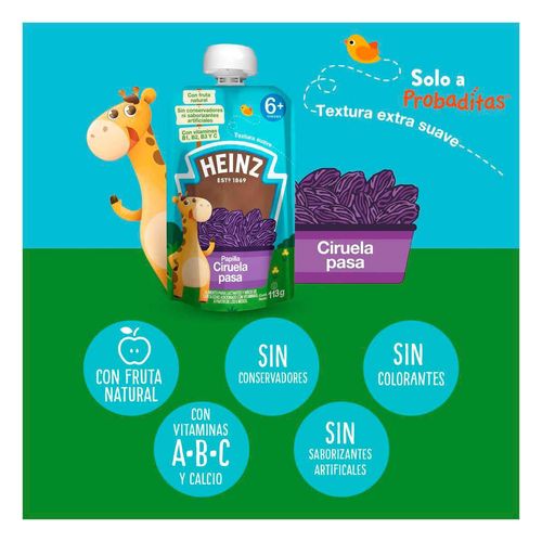 Papilla para Bebé Heinz Ciruela Pasa Pouch 113g