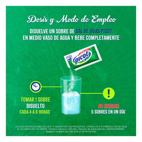 Antiácido Sal de Uvas Picot Efervescente 10 Sobres