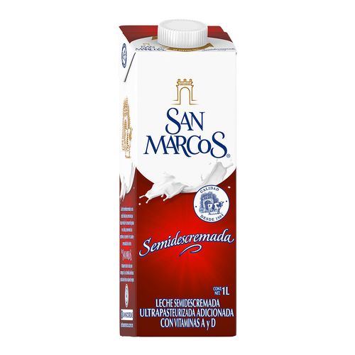Leche UHT San Marcos Semidescremada 1L