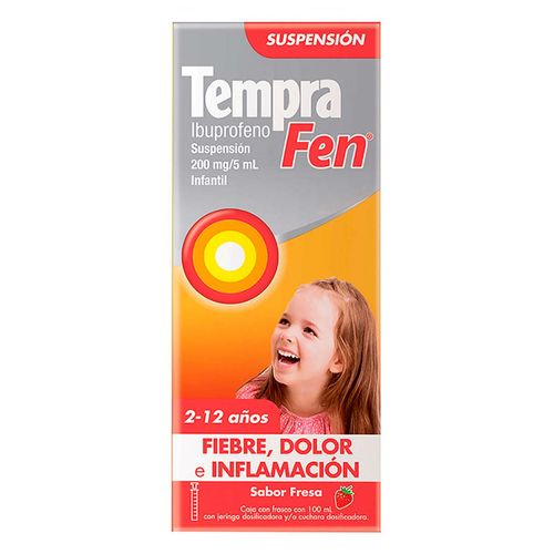 Suspensión Tempra Fen Infantil Antiinflamatoria Sabor Fresa 100 ml