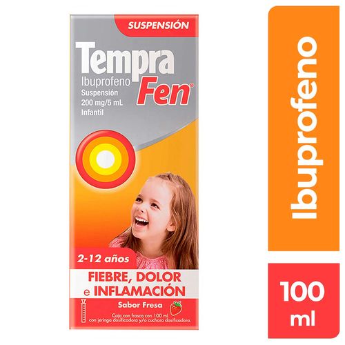 Suspensión Tempra Fen Infantil Antiinflamatoria Sabor Fresa 100 ml